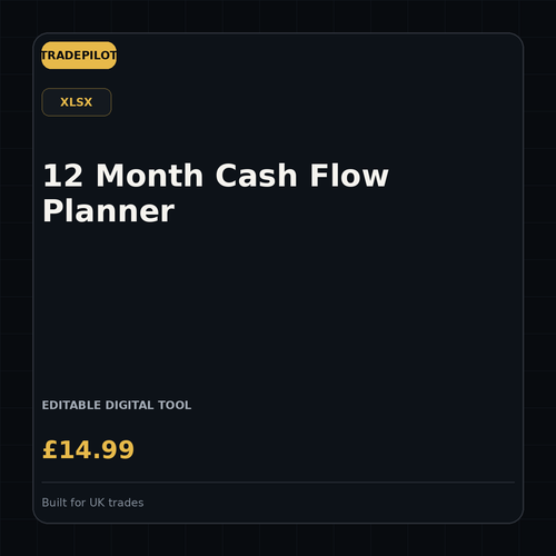 TradePilot 12 Month Cash Flow Planner digital resource cover